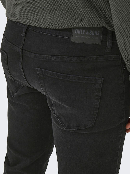 Ανδρικό Παντελόνι Τζιν με Slim Εφαρμογή black denim