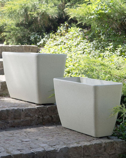 Beliani Set 2 Kunststoff Blumenkästen Beige