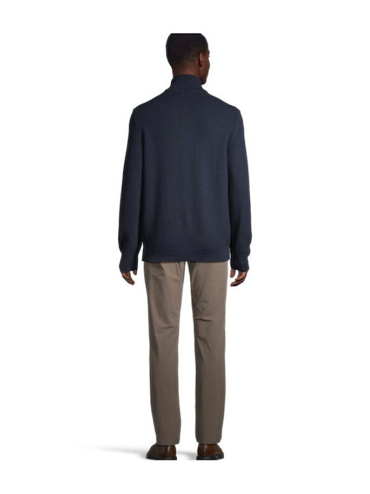 Cotton Men's Knitted Cardigan Navy Blue