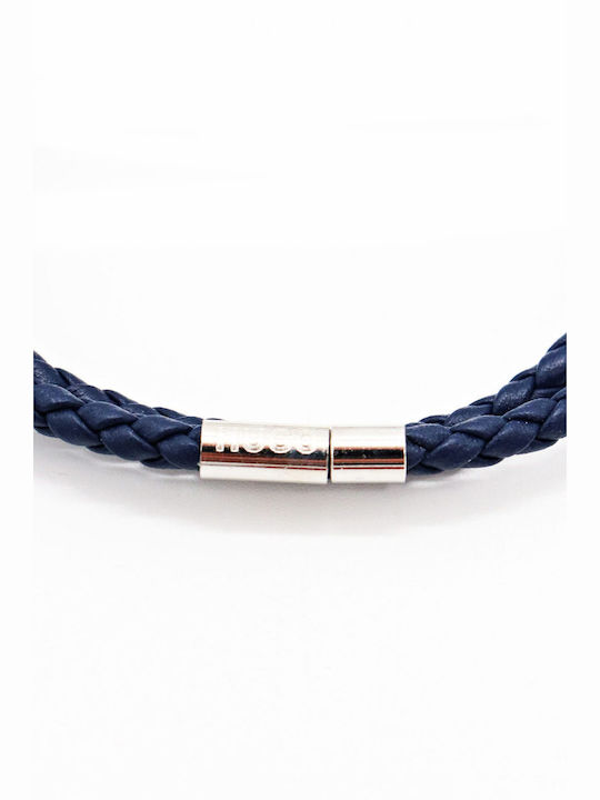 Hugo Leather Bracelet E-doublebraid-bra Blue