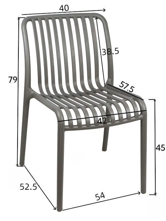 Outdoor-Stuhl Polypropylen Zoi Dark Green Shade 42x58x79εκ.