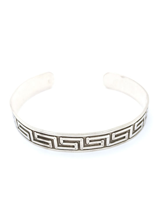 Silver 925 Handmade Handcuff Bracelet Oxidized Meander Design