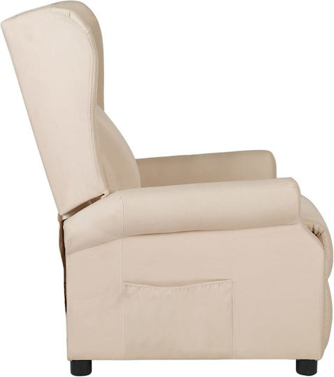 Armchair with Footstool Cream 73x95x103cm
