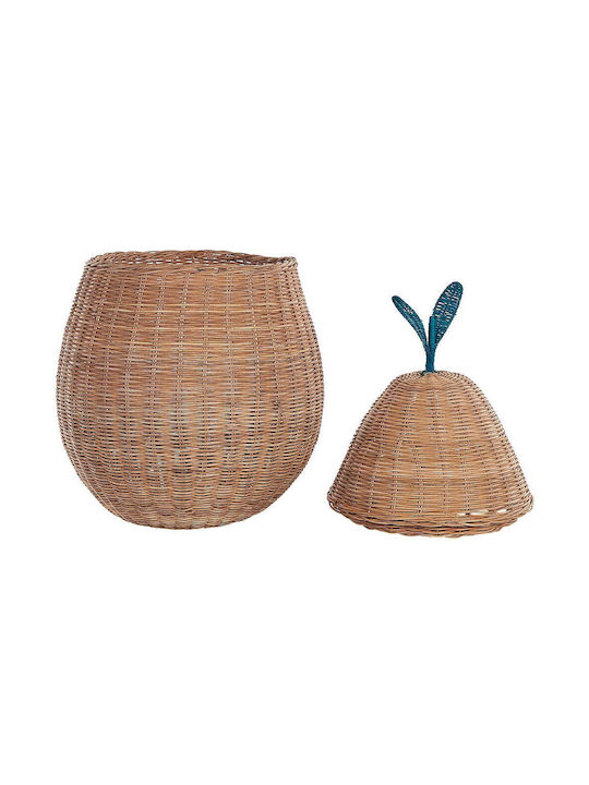 Beliani Καλάθι Αποθήκευσης Rattan με Καπάκι Μπεζ 40cm