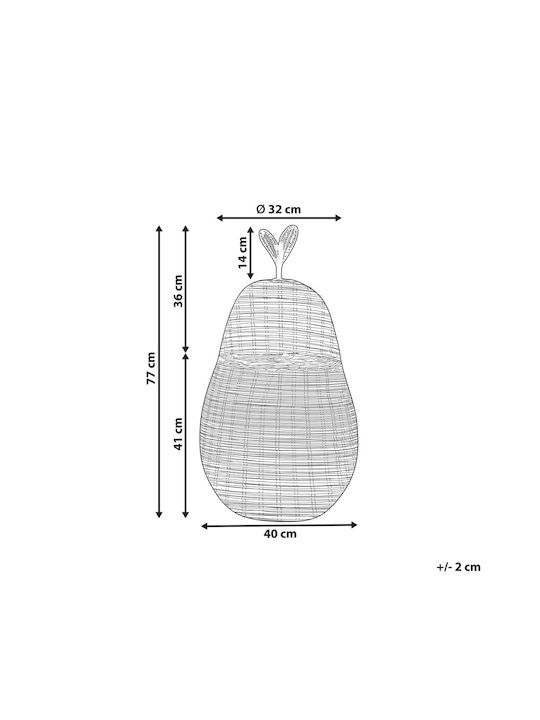 Beliani Καλάθι Αποθήκευσης Rattan με Καπάκι Μπεζ 40cm