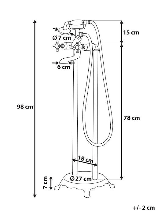 Beliani Retro Mixing Bathtub Faucet Complete Set Silver