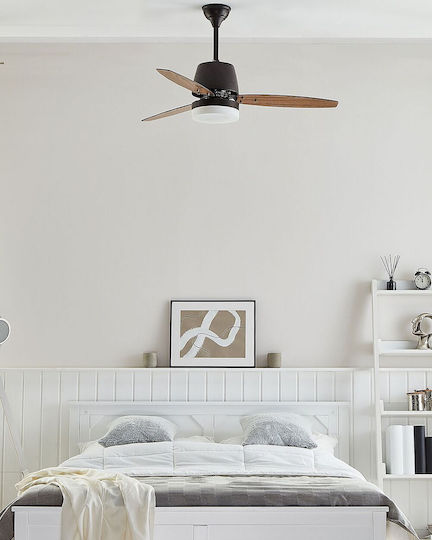 Beliani Mlava Ανεμιστήρας Οροφής 122cm με Φως Dark Wood White Black
