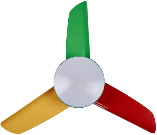Beliani Strawberry Ανεμιστήρας Οροφής 78cm με Φως Multicolour Green Red Yellow