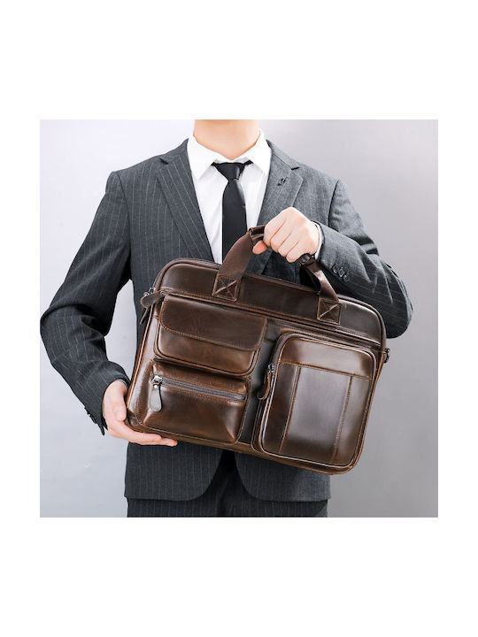 Leather Men's Briefcase Dark Brown