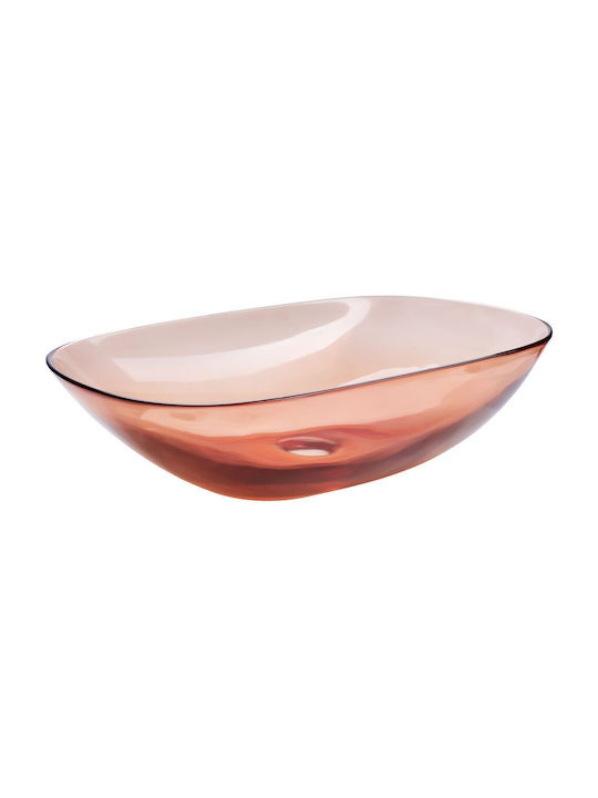 Beliani Aufgesetztes Waschbecken Porzellan 54x36cm Red