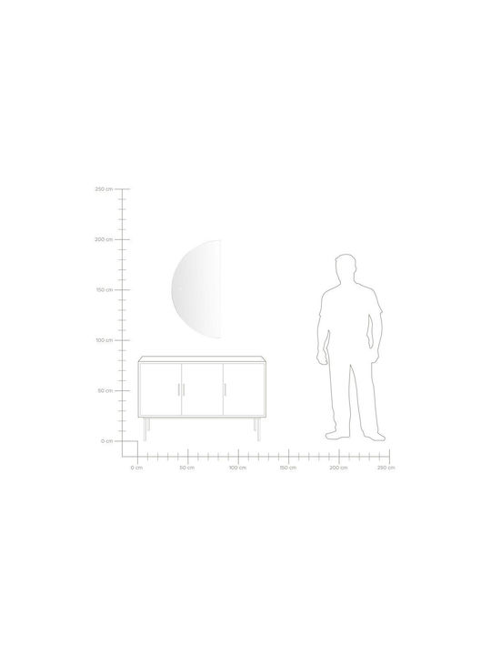 Led Half-round Wall Mirror 50 X 100 Cm Silver Loue