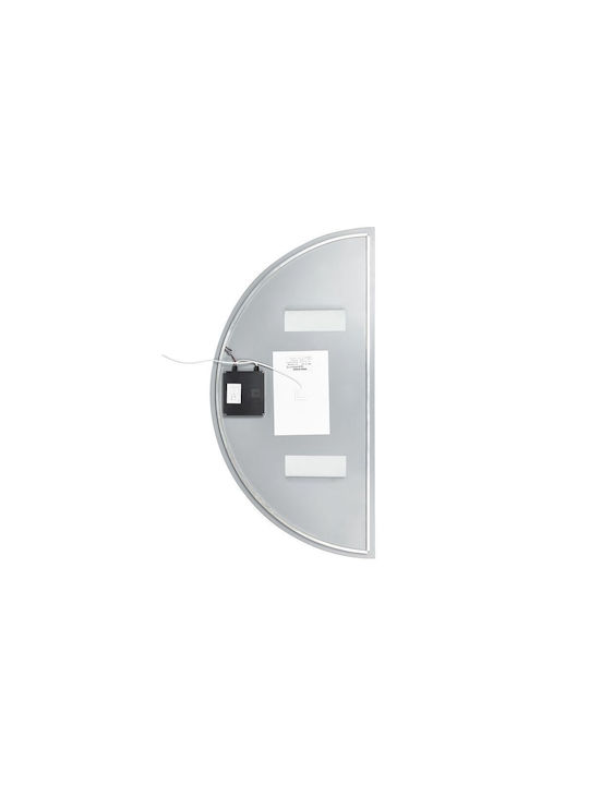 Led Half-round Wall Mirror 50 X 100 Cm Silver Loue