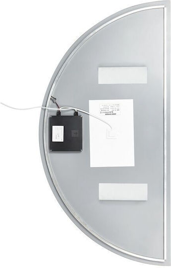 LED Полукръгло Стенно Огледало 50 X 100 См Сребърно Loue