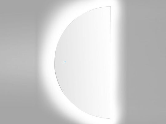 LED Полукръгло Стенно Огледало 50 X 100 См Сребърно Loue
