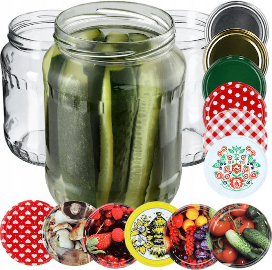 Kadax Set 48buc Borcane Uz General cu capac Sticlă Transparent 720ml