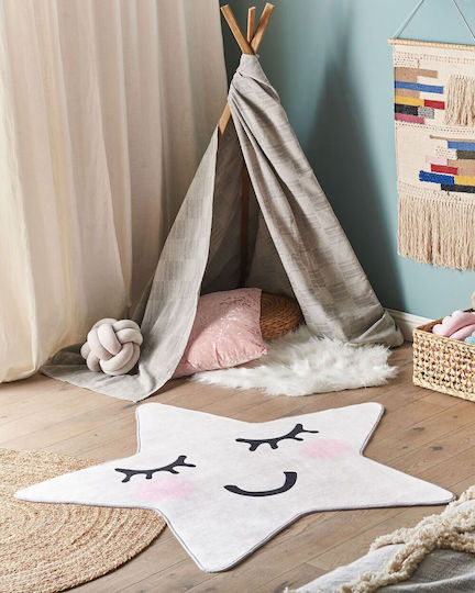 Children's Star-shaped Rug 120 X 120 Cm White Sirius