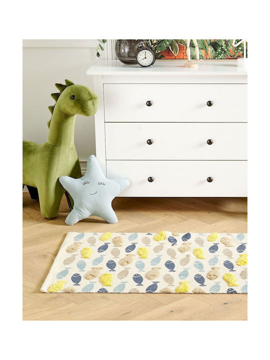 Multicolored Cotton Children's Rug Fish 80 X 150 Cm Ipuh
