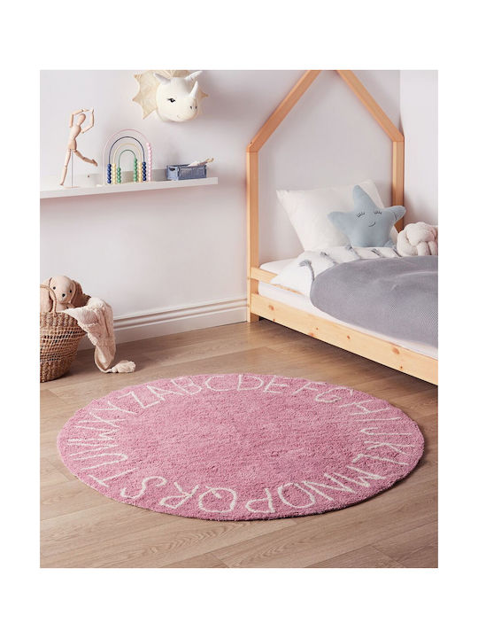Round Cotton Children's Rug Ø 120 Cm Pink Vurgun