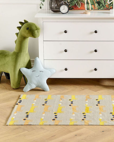 Kinderteppich aus Baumwolle mit Fuchsmotiv 80 x 150 cm Grau Bankgo