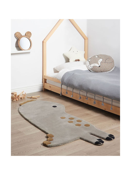 Kinderteppich aus Wolle Dinosaurier 100 x 160 cm Grau Dino