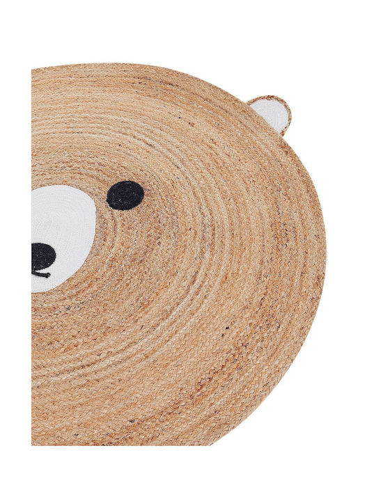 Round Children's Rug Made Jute Bear ⌀ 120 Cm Beige Kosalar