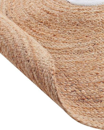Round Children's Rug Made of Jute Bear Diameter 120 Cm Beige Kosalar