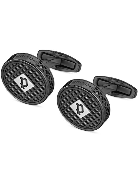 Police Cufflinks of Steel Black