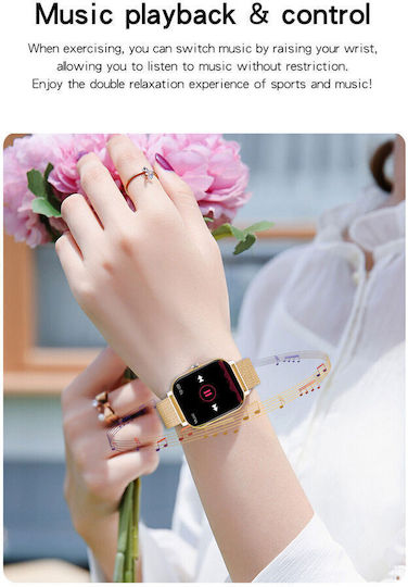 Y13 Stainless Steel Smartwatch with Heart Rate Monitor Gold