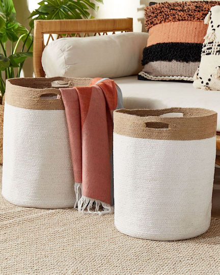 Set 2 Weiße Baumwollkörbe Beige Kardh