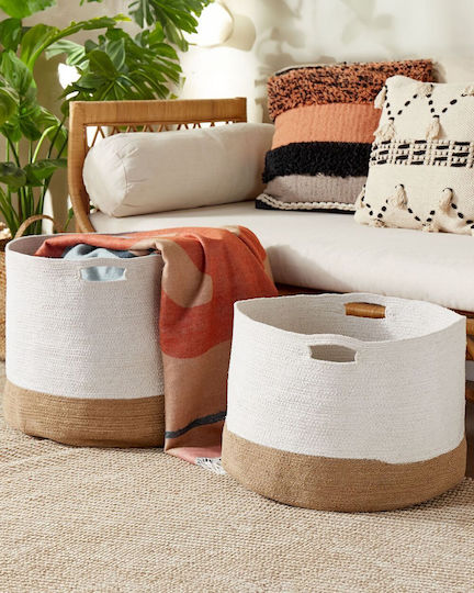 Set 2 White Cotton Baskets Beige Kahan