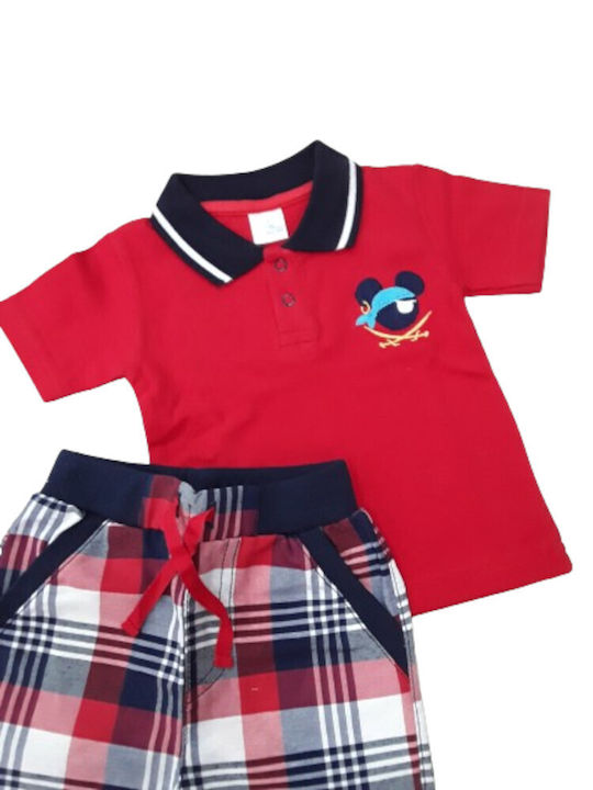 Beboulino Kinder Set mit Shorts Sommer 2Stück Rot