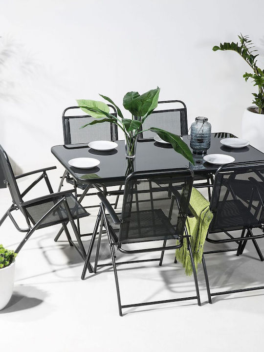 Gartenstühle Metallisch Livo Schwarze 6 Stück 45x66cm