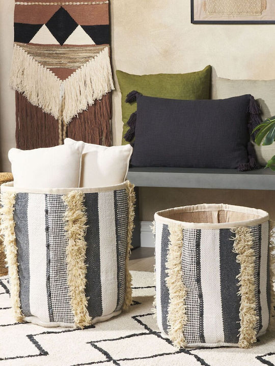 Set 2 Beige Cotton Baskets Gray Kotkai