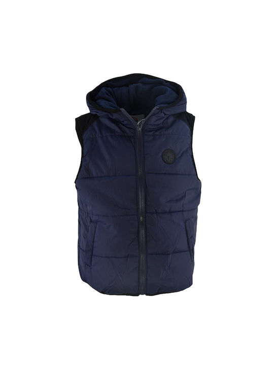 Joyce Kids Quilted Jacket Sleeveless short with Lining & Protection Hood Navy Blue