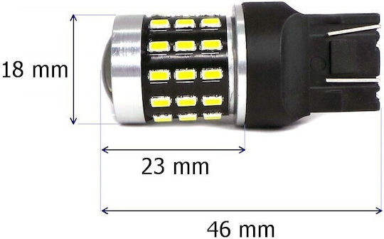 Led Bulb 7443 W21/5w 12-24v Canbus 1800lm White A Lens