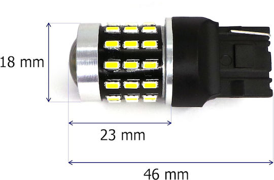 Led 7440 W21w 12-24v Canbus 1800lm White Bulb A Lens