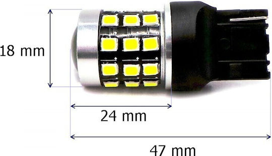 LED 7440 W21W 12-24V Canbus 1400lm Weiße Glühbirne mit Linse