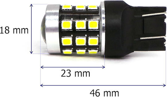 Led Bulb 7443 W21/5w 12-24v Canbus 1400lm White A Lens