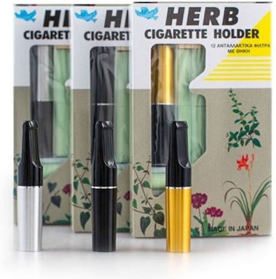 Vican Herb Cigarette Holder Gold + 12 Φίλτρα + Θήκη Silver 12pcs