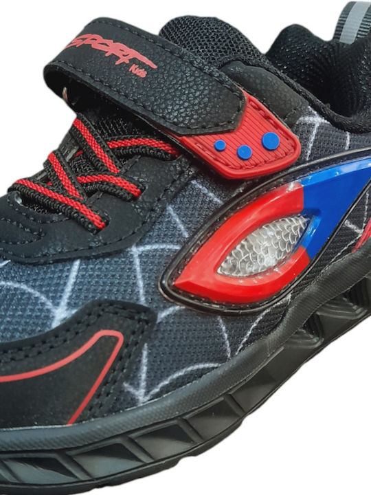 Spider Kids Sneakers with Scratch & Lights Black