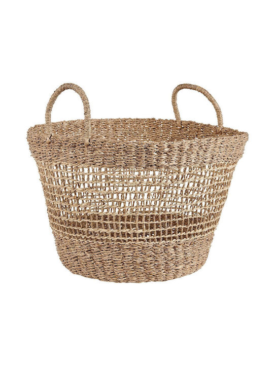 Beliani Set of Decorative Baskets Straw with Handles Beige 2pcs
