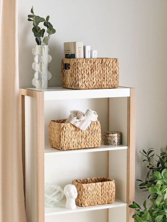 Beliani Set of Decorative Baskets Straw with Handles Beige 3pcs