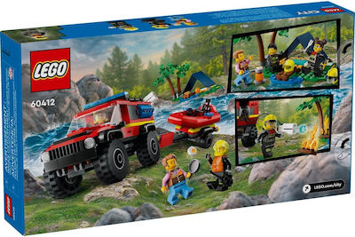 Lego City 4x4 Fire Truck With Rescue Boat pentru 5+ ani