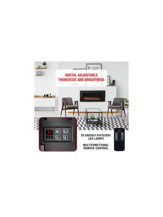 Classic Fire Vancouver Wandmontiertes Elektrisches Kamin 2000W 94x12cm