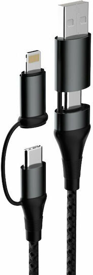 Dudao Geflochten USB zu Blitzschlag / Typ-C,TC-TC Kabel 2.4A Schwarz 1m (L20xs)