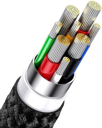 Baseus Flash Series II Braided USB to Lightning / Type-C / micro USB Cable Μαύρο 1.5m (CASS030201)