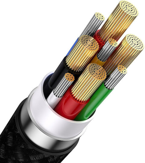 Baseus Flash Series II Braided USB to micro USB / Type-C / Lightning Cable Μαύρο 1.2m (CASS030101)
