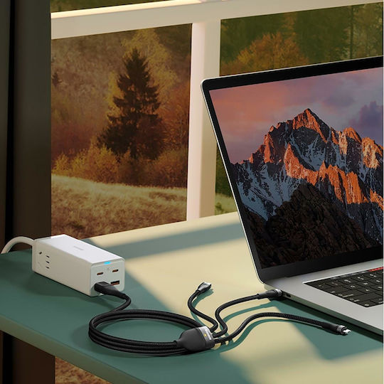 Baseus Flash Series II Braided USB to micro USB / Type-C / Lightning Cable Μαύρο 1.2m (CASS030101)
