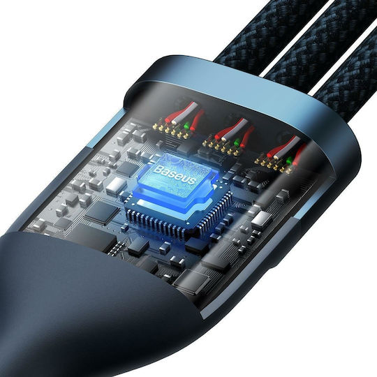Baseus Flash Series II Braided USB to Type-C / micro USB / Lightning Cable Μπλε 1.2m (CASS030103)