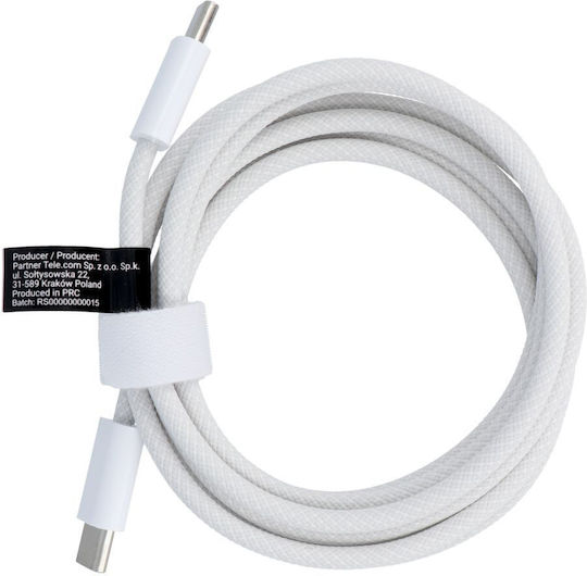 Pd60w USB 3.1 Cable USB-C Male - USB-C 60W PD White 1.5m FOCB-219597